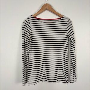 Boden Classic Black and White Striped Top Size 2 Cotton Long Sleeve